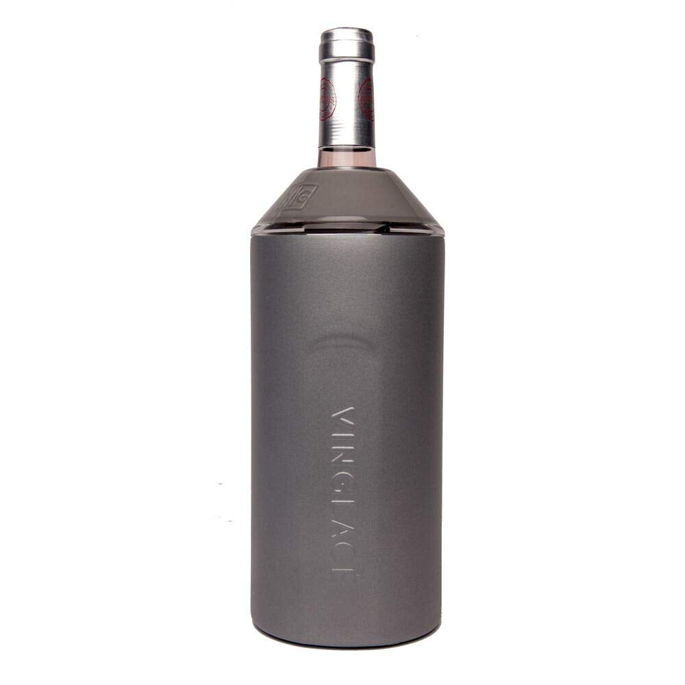 Vinglacé Wine Bottle Chiller- Portable Champagne Insulator- Stainless Steel Wine Cooler Sleeve, White