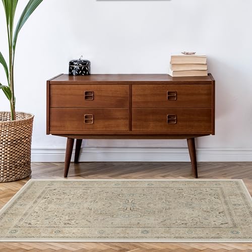 RUGGABLE Kamran Washable Rug - Perfect Vintage Area Rug for Living Room Bedroom Kitchen - Pet & Child Friendly - Stain & Water Resistant - Hazel 5&