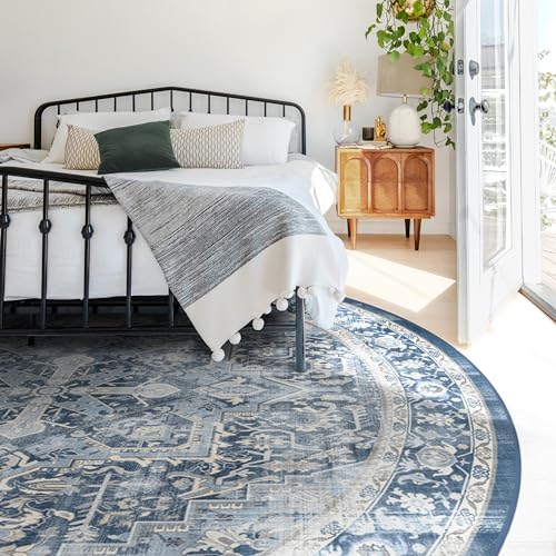 RUGGABLE Kamran Washable Rug - Perfect Vintage Area Rug for Living Room Bedroom Kitchen - Pet & Child Friendly - Stain & Water Resistant - Hazel 5&