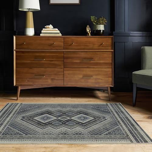 RUGGABLE Kaden Washable Rug - Perfect Vintage Area Rug for Living Room Bedroom Kitchen - Pet & Child Friendly - Stain & Water Resistant - Amber Red 3&