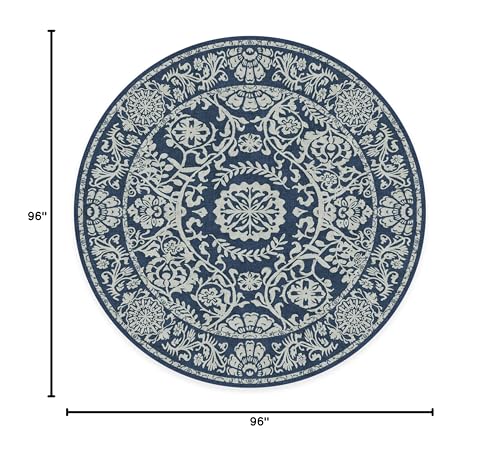 RUGGABLE Washable 2x3 Area Rug, Delphina Delft Blue, Premium Vintage Rugs for Living Room, Bedroom, Kitchen, Office, Classroom with Gripper Non Slip Pad