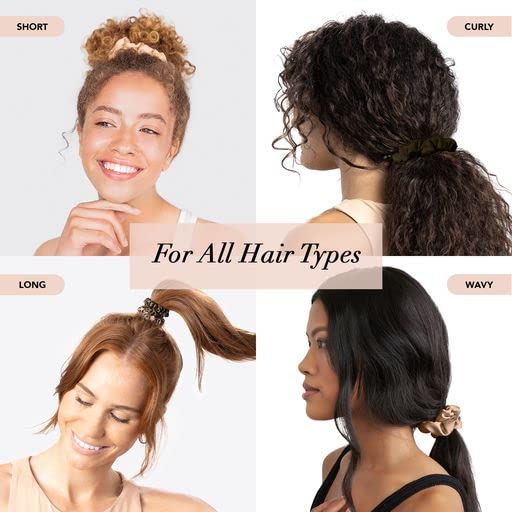 Kitsch 5 Count Velvet Hair Scrunchies for Women - Hair Ties for Thick Hair, Girls, Women, Cute Scrunchies, Soft Hair Accessories, Blush/Mauve