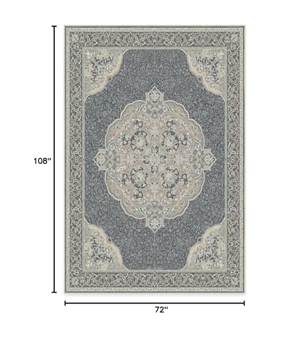 RUGGABLE Disney Traditional Mickey Mouse Washable Rug - Perfect Area Rug for Nursery Playroom Kids Room - Pet & Child Friendly - Stain & Water Resistant - Damask Grey 3&