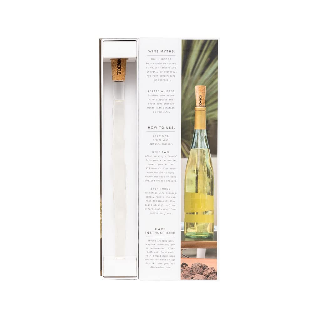 Corkcicle Air Wine Bottle Chiller, 0.94” x 0.94” x 12” – Keep Chilled Whites Cold & Bring Room Temp Reds to Cellar Temp in 15 Minutes with the Wine Chiller – Convenient Pour-Through with Aerator