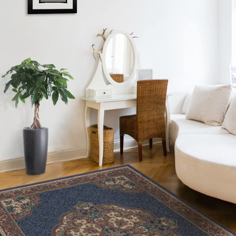 RUGGABLE Disney Traditional Mickey Mouse Washable Rug - Perfect Area Rug for Nursery Playroom Kids Room - Pet & Child Friendly - Stain & Water Resistant - Damask Grey 3&