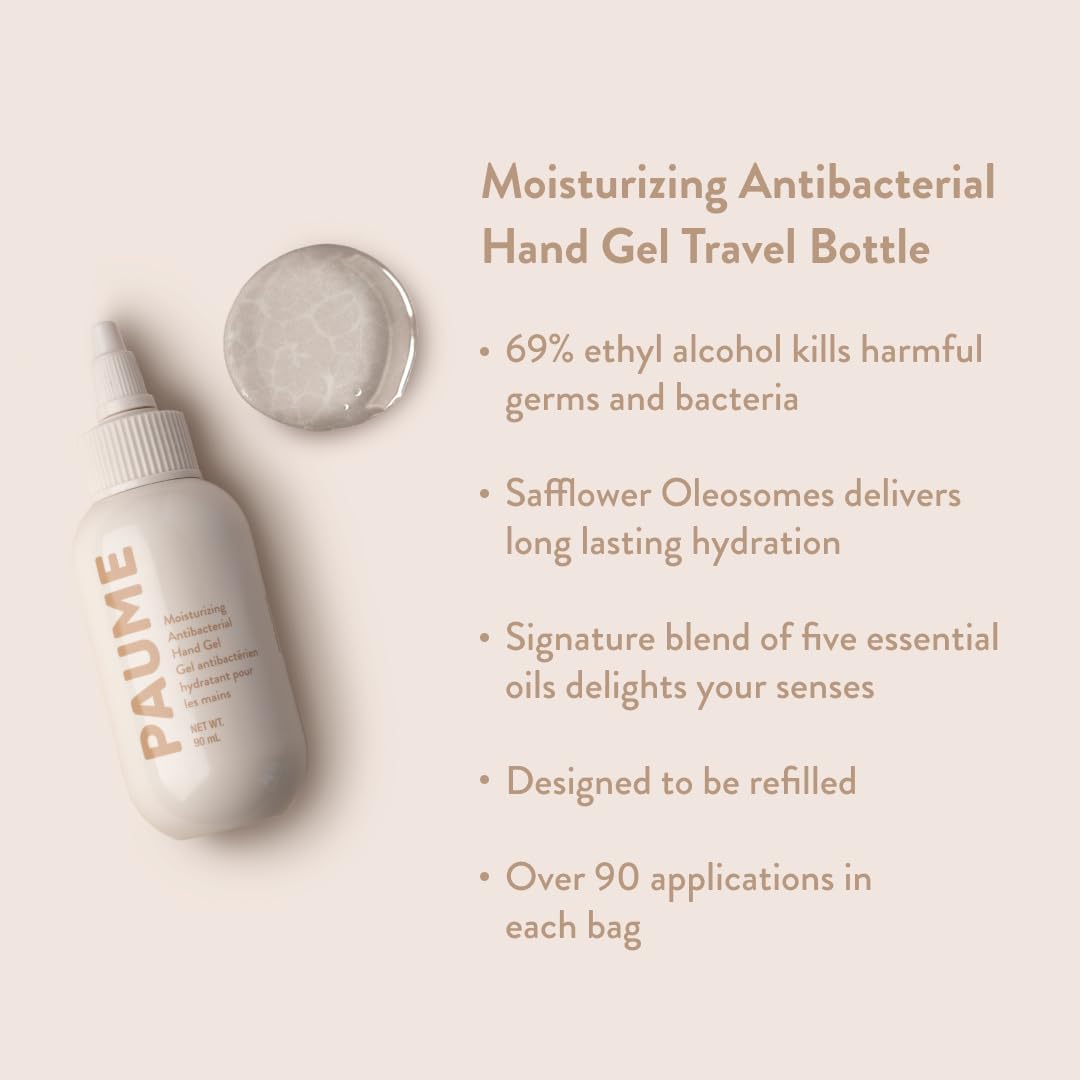 PAUME Antibacterial Gel 3oz | Silicon & Paraben Free, No Artificial Fragrances & Vegan (Travel Size)