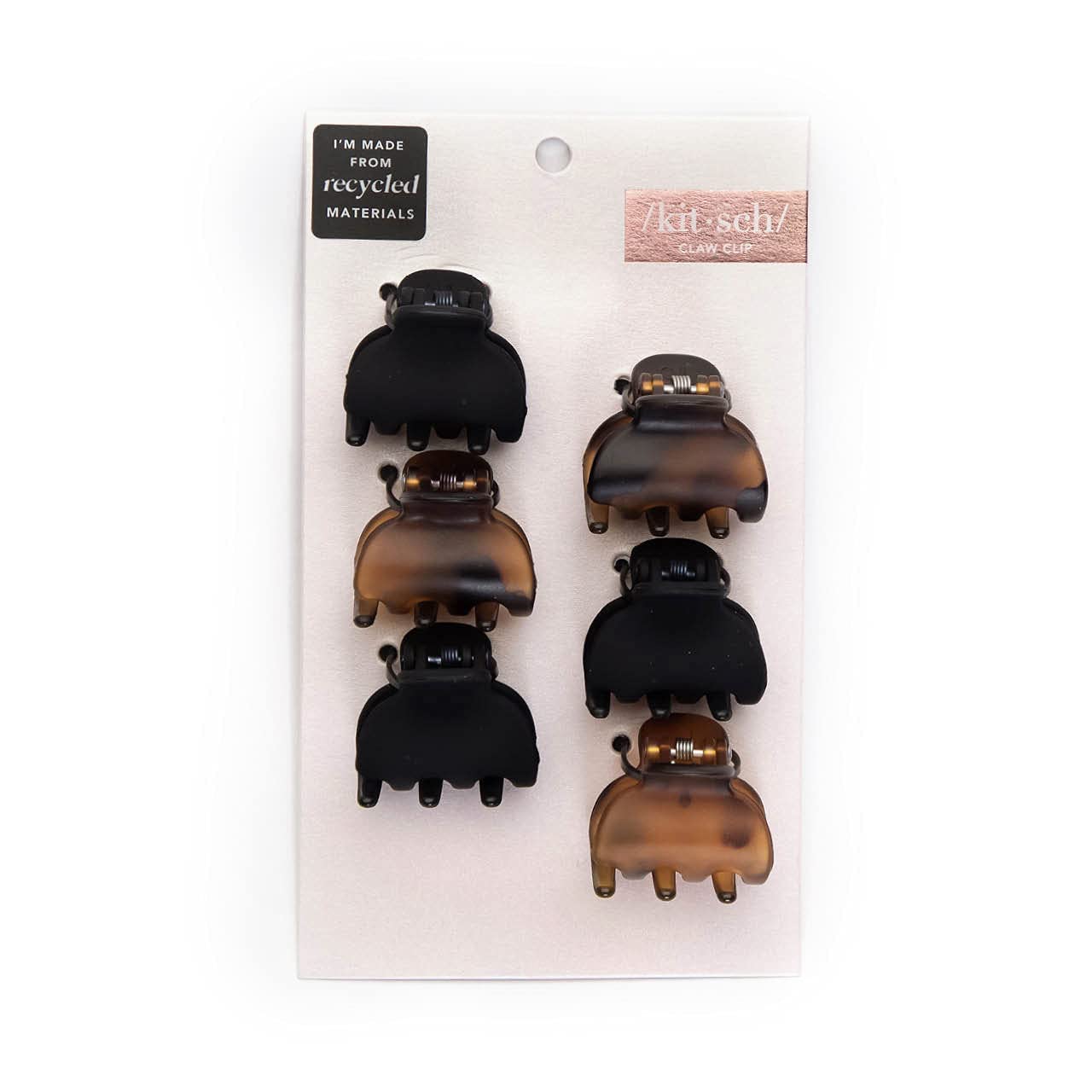 Kitsch Small Hair Clips for Women, Recycled Plastic Small Claw Clips & Mini Claw Clips for Hair, Mini Hair Clips for Thin Hair, Tiny Jaw Clip for Hair, 16 pcs (Tortoise & Black)