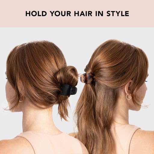 Kitsch Small Hair Clips for Women, Recycled Plastic Small Claw Clips & Mini Claw Clips for Hair, Mini Hair Clips for Thin Hair, Tiny Jaw Clip for Hair, 16 pcs (Tortoise & Black)