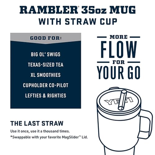 YETI Rambler Tumbler with Handle and Straw Lid, Vacuum Insulated Travel Mug, Stainless Steel