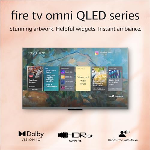 Amazon Fire TV 50" Omni QLED Series 4K UHD smart TV, Dolby Vision IQ, Fire TV Ambient Experience, local dimming, hands-free with Alexa