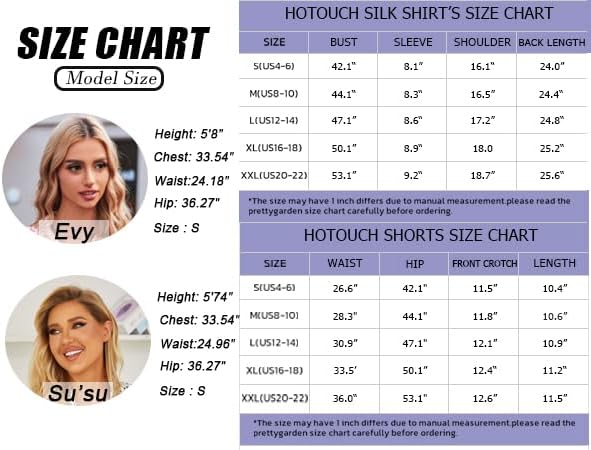 HOTOUCH Womens Satin Pajamas Set Button Down 2 Piece Silk Pjs Shorts Set Ruffle Lingerie Notch Collar Sleepwear