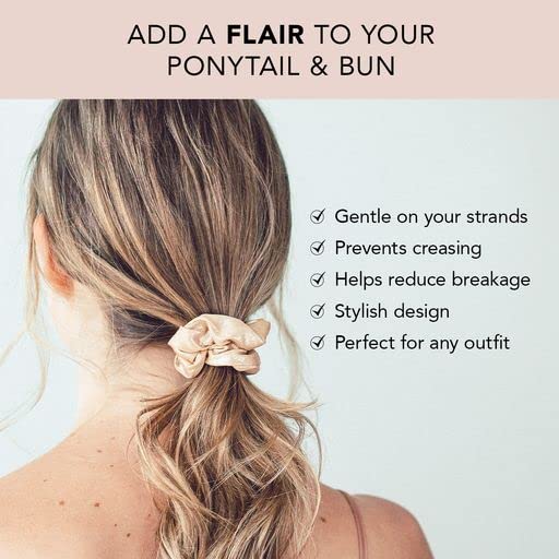 Kitsch 5 Count Velvet Hair Scrunchies for Women - Hair Ties for Thick Hair, Girls, Women, Cute Scrunchies, Soft Hair Accessories, Blush/Mauve