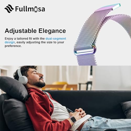 Fullmosa Compatible with Apple Watch Band 49mm 46mm 45mm 44mm 42mm 41mm 40mm 38mm Women Men, Stainless Steel Milanese Loop Replacement iWatch Bands Ultra 2/1 Series 10 9 8 7 6 5 4 3 2 1 SE