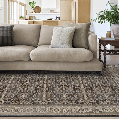RUGGABLE – Alessia Dark Wood – Machine Washable Area Rug – Pet & Child Friendly – Stain & Water Resistant – Non-Slip – 5&