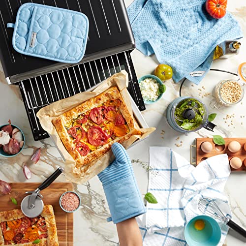 KITCHENAID Quilted Cotton Terry Cloth Oven Mitt, Pot Holder, Kitchen Towel 4-Pack Set, Heat Resistant, Silicone Grip, Gift Set, Milkshake, 16"x26", 7"x13" & 7"x10"