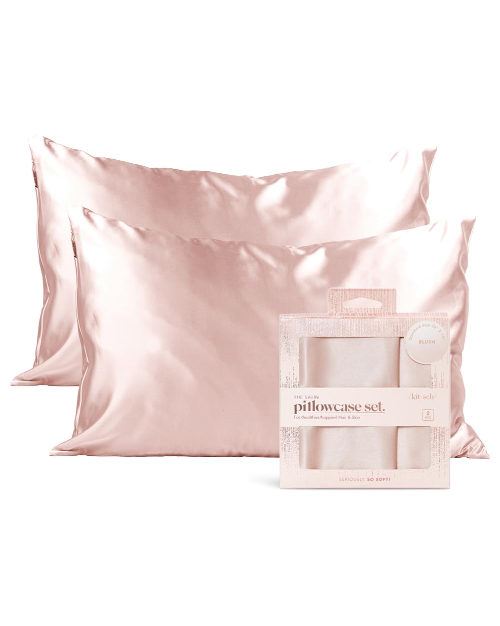 Kitsch Satin Pillowcase with Zipper for Hair & Skin, Softer Than Silk Pillow Cases Queen, Smooth Pillow Covers, Machine Washable, Wrinkle-Free, Cooling Satin Pillow Cases Standard Size 19"x26", Ivory