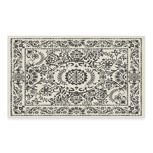 RUGGABLE Washable 2x3 Area Rug, Delphina Delft Blue, Premium Vintage Rugs for Living Room, Bedroom, Kitchen, Office, Classroom with Gripper Non Slip Pad