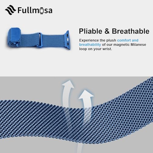 Fullmosa Compatible with Apple Watch Band 49mm 46mm 45mm 44mm 42mm 41mm 40mm 38mm Women Men, Stainless Steel Milanese Loop Replacement iWatch Bands Ultra 2/1 Series 10 9 8 7 6 5 4 3 2 1 SE