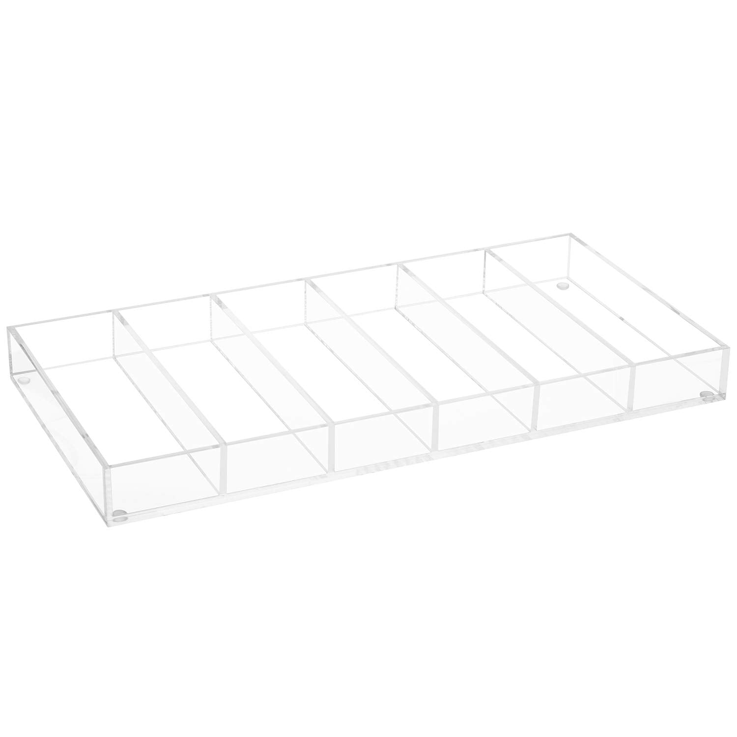 MyGift Premium Clear Acrylic Sunglass Holder Display Tray with 6 Compartments, Drawer Organizer Storage Case for Sunglasses, Reading Glasses, Eyewear, Jewelry, Makeup and Perfume Vanity Tray