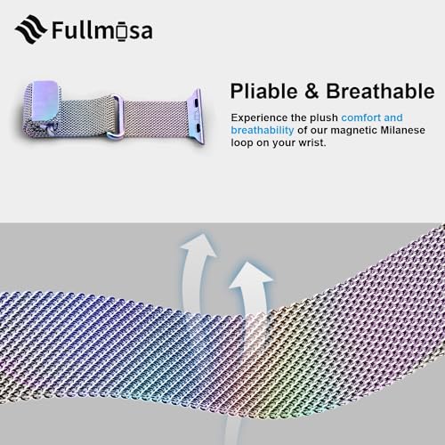 Fullmosa Compatible with Apple Watch Band 49mm 46mm 45mm 44mm 42mm 41mm 40mm 38mm Women Men, Stainless Steel Milanese Loop Replacement iWatch Bands Ultra 2/1 Series 10 9 8 7 6 5 4 3 2 1 SE