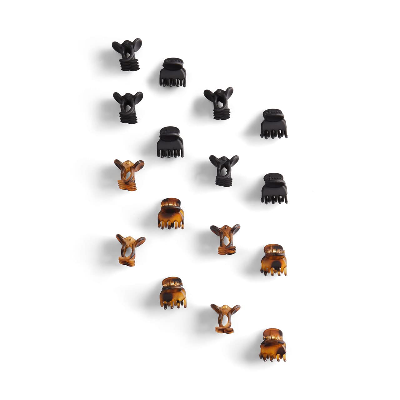 Kitsch Small Hair Clips for Women, Recycled Plastic Small Claw Clips & Mini Claw Clips for Hair, Mini Hair Clips for Thin Hair, Tiny Jaw Clip for Hair, 16 pcs (Tortoise & Black)