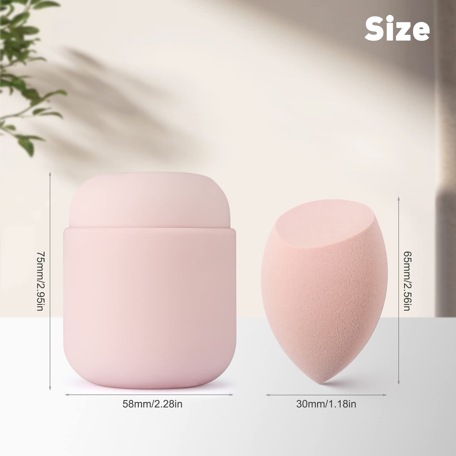 BEZOX Makeup Sponge Holder, Silicone Beauty Sponge Case with Double-Sided Vent Design for Quick Drying, Compact Travel Essentials Make Up Blender Container - Khaki