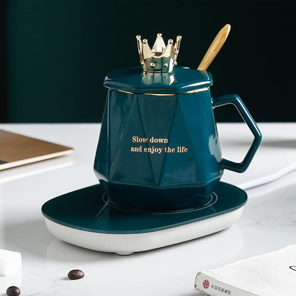 Coffee Warmer for Desk, with Mug Set. Cup Warmer with Automatic Shut Off, Drink Warmer for Cocoa, Tea, Milk. Gift for Women‘s Day Best Friend Woman Bestie Ladies Aunt Friends Birthday(Pink)