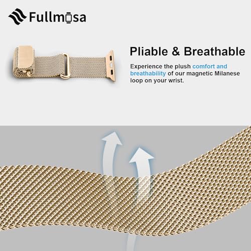 Fullmosa Compatible with Apple Watch Band 49mm 46mm 45mm 44mm 42mm 41mm 40mm 38mm Women Men, Stainless Steel Milanese Loop Replacement iWatch Bands Ultra 2/1 Series 10 9 8 7 6 5 4 3 2 1 SE