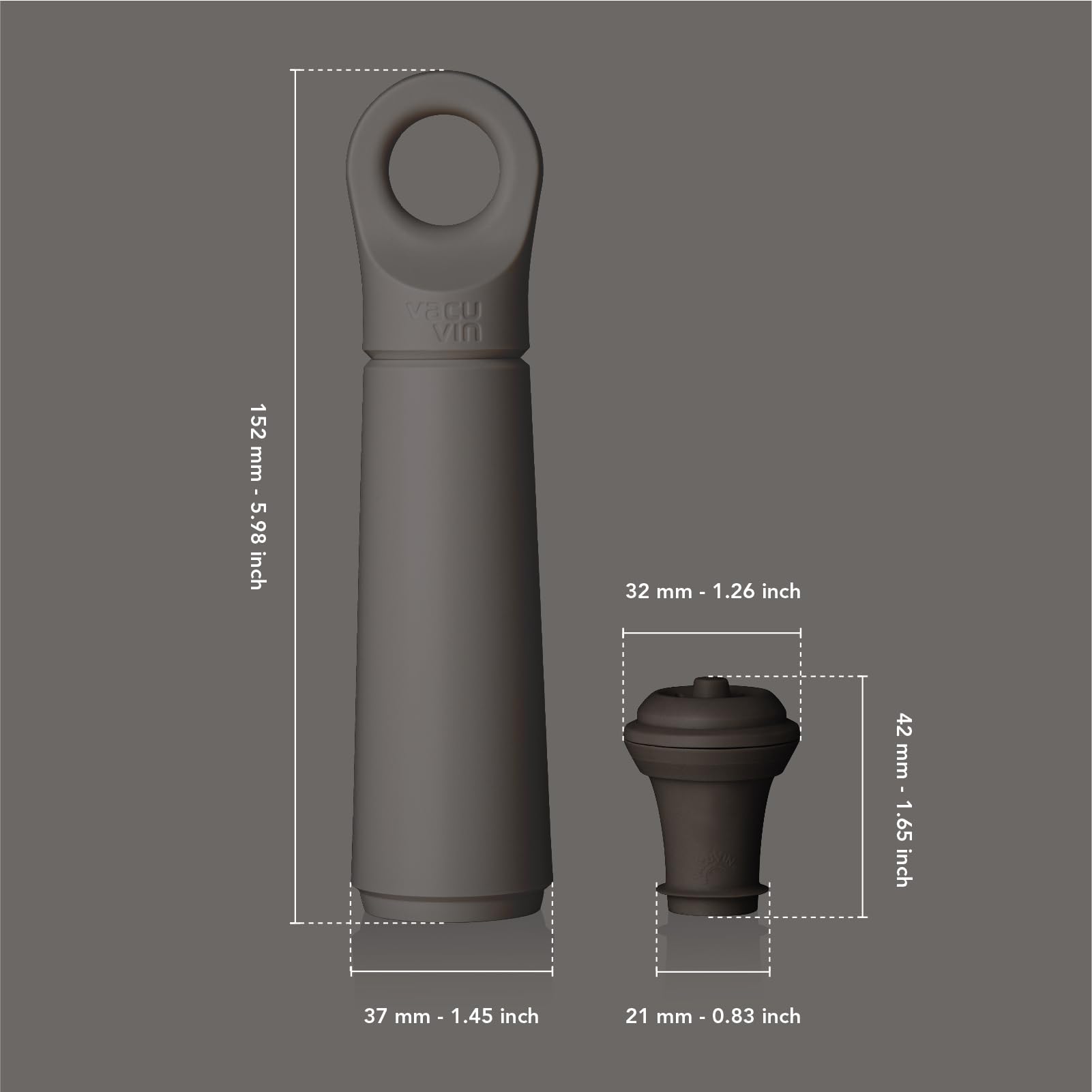 Vacu Vin Wine Saver Loop - Designed and Made in the Netherlands - Vacuum Wine Stopper Keeps Your Wine Fresh for up to 10 Days - Reusable, Made with 98% Recycled Material - 1 Pump, 1 Stopper, Sand