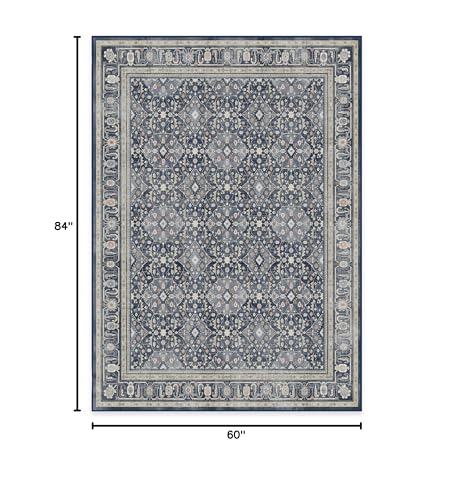 RUGGABLE – Alessia Dark Wood – Machine Washable Area Rug – Pet & Child Friendly – Stain & Water Resistant – Non-Slip – 5&