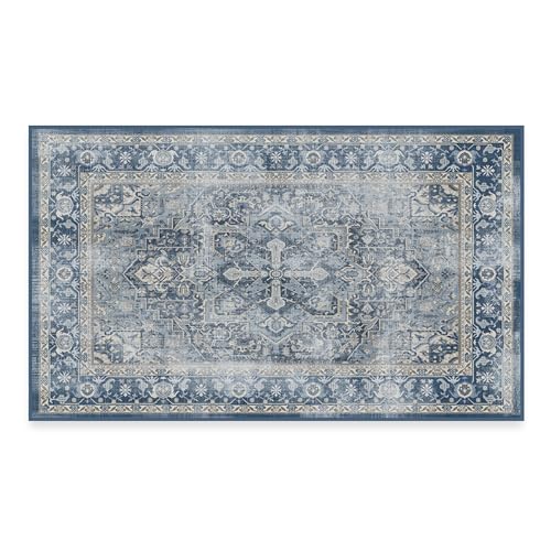 RUGGABLE Kamran Washable Rug - Perfect Vintage Area Rug for Living Room Bedroom Kitchen - Pet & Child Friendly - Stain & Water Resistant - Hazel 5&