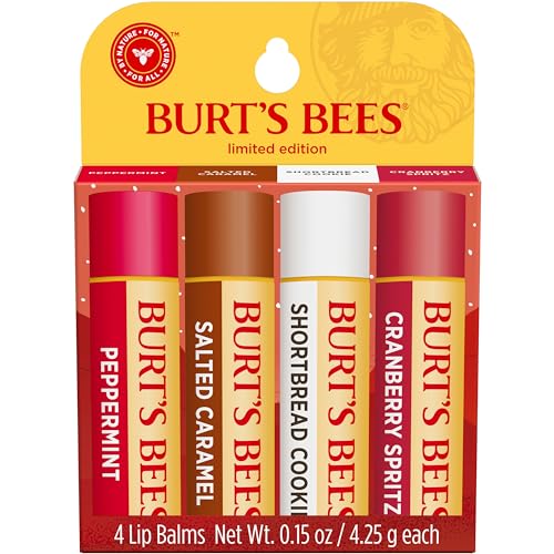 Burt’s Bees Christmas Gifts, 4 Lip Balm Stocking Stuffers Products, Beeswax Bounty Classic Set - Original Beeswax Moisturizing Lip Balm (4-Pack)