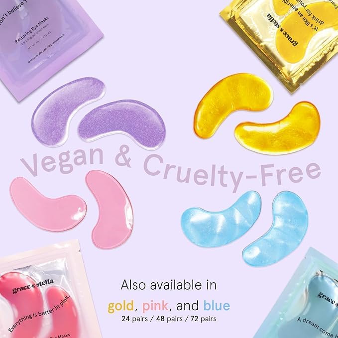 grace & stella Under Eye Masks for Dark Circles (Purple, 24 Pairs) - Gel Eye Mask with Retinol - Restoring Under Eye Patches for Puffy Eyes and Dark Circles - Vegan Cruelty-Free