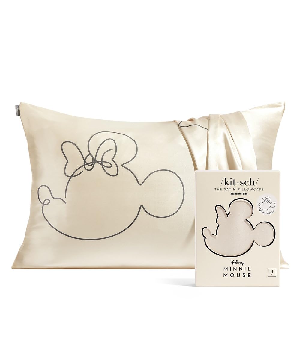 Kitsch Satin Pillowcase with Zipper for Hair & Skin, Softer Than Silk Pillow Cases Queen, Smooth Pillow Covers, Machine Washable, Wrinkle-Free, Cooling Satin Pillow Cases Standard Size 19"x26", Ivory