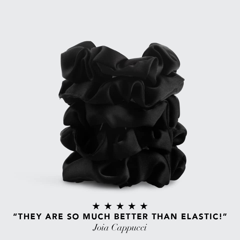 Kitsch Satin Hair Scrunchies for Women, Softer Than Silk Scrunchies for Hair, Satin Scrunchies for Girls, Satin Hair Ties for Women, Silk Hair Ties No Damage, Silk Ponytail Holders, 5 pcs (Cameo)