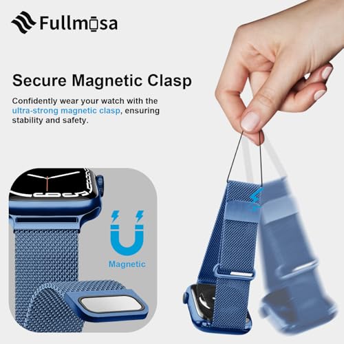 Fullmosa Compatible with Apple Watch Band 49mm 46mm 45mm 44mm 42mm 41mm 40mm 38mm Women Men, Stainless Steel Milanese Loop Replacement iWatch Bands Ultra 2/1 Series 10 9 8 7 6 5 4 3 2 1 SE