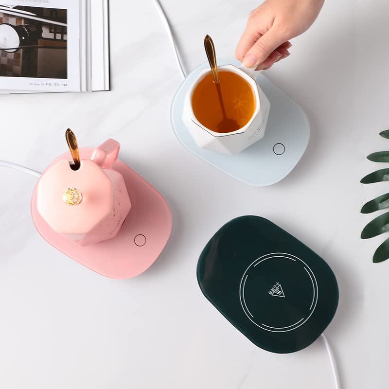 Coffee Warmer for Desk, with Mug Set. Cup Warmer with Automatic Shut Off, Drink Warmer for Cocoa, Tea, Milk. Gift for Women‘s Day Best Friend Woman Bestie Ladies Aunt Friends Birthday(Pink)