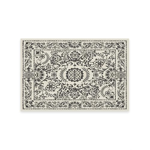 RUGGABLE Washable 2x3 Area Rug, Delphina Delft Blue, Premium Vintage Rugs for Living Room, Bedroom, Kitchen, Office, Classroom with Gripper Non Slip Pad