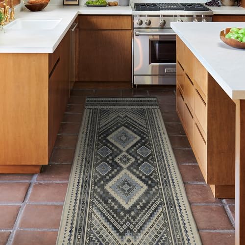 RUGGABLE Kaden Washable Rug - Perfect Vintage Area Rug for Living Room Bedroom Kitchen - Pet & Child Friendly - Stain & Water Resistant - Amber Red 3&