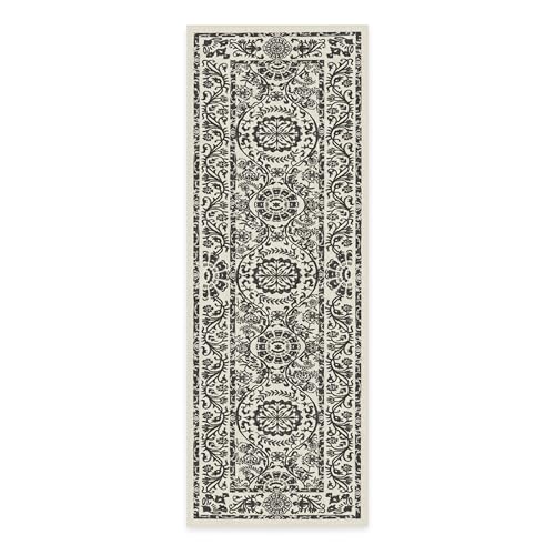 RUGGABLE Washable 2x3 Area Rug, Delphina Delft Blue, Premium Vintage Rugs for Living Room, Bedroom, Kitchen, Office, Classroom with Gripper Non Slip Pad