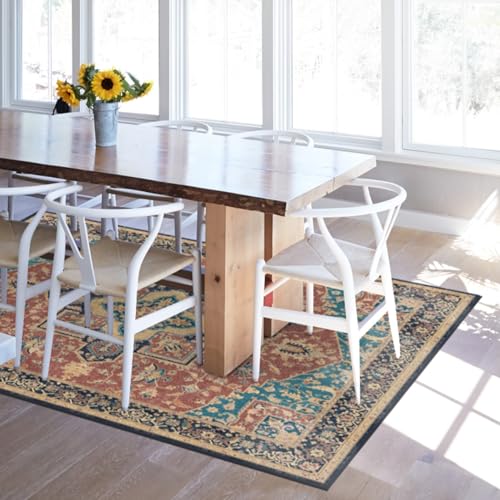 RUGGABLE Maral Heriz Washable Rug - Perfect Vintage Area Rug for Living Room Bedroom Kitchen - Pet & Child Friendly - Stain & Water Resistant - Creme 3&