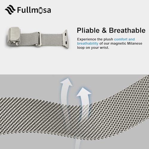 Fullmosa Compatible with Apple Watch Band 49mm 46mm 45mm 44mm 42mm 41mm 40mm 38mm Women Men, Stainless Steel Milanese Loop Replacement iWatch Bands Ultra 2/1 Series 10 9 8 7 6 5 4 3 2 1 SE