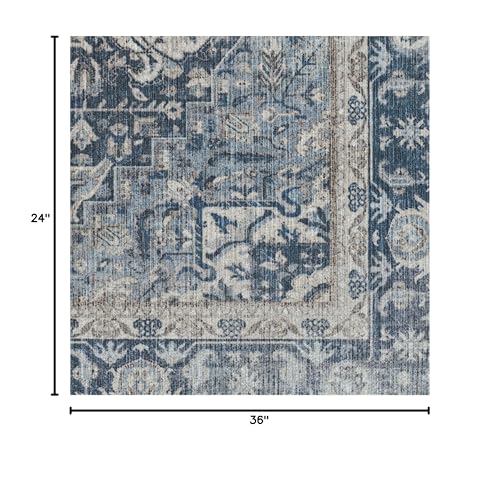 RUGGABLE Kamran Washable Rug - Perfect Vintage Area Rug for Living Room Bedroom Kitchen - Pet & Child Friendly - Stain & Water Resistant - Hazel 5&