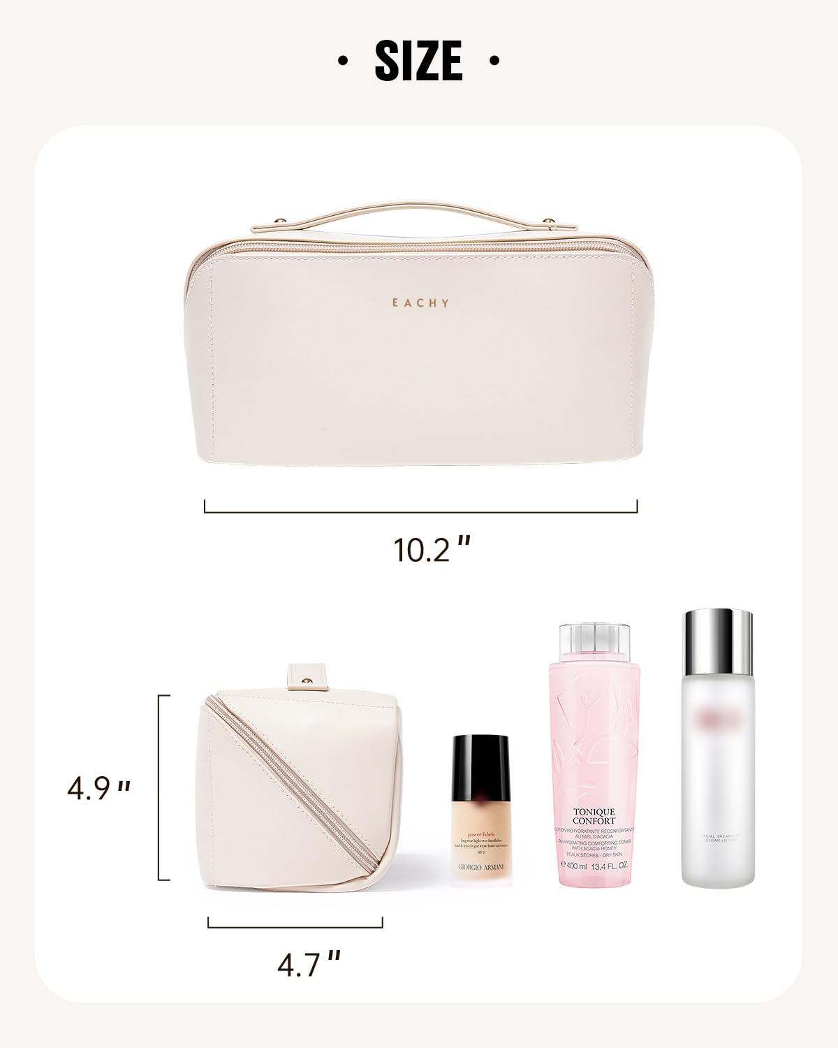 EACHY Travel Makeup Bag,Large Capacity Cosmetic Bags for Women,Waterproof Portable Pouch Open Flat Toiletry Bag Make up Organizer with Divider and Handle