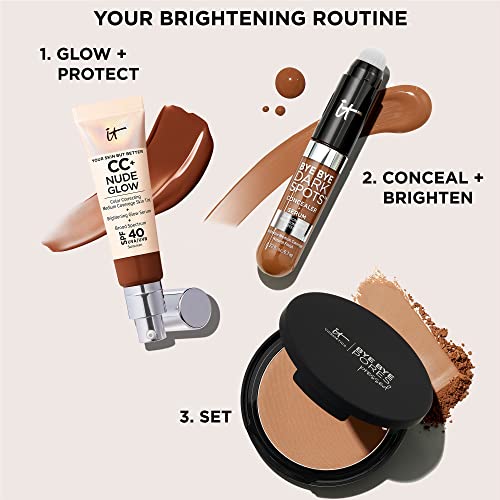 IT Cosmetics Bye Bye Dark Spots Concealer + Brightening Serum – 2% Niacinamide, Hyaluronic Acid & Caffeine - Medium Coverage, Natural Finish, All Skin Types - 0.22 fl oz