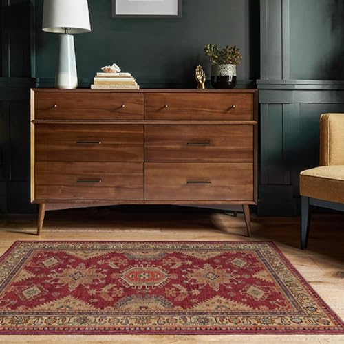 RUGGABLE – Cambria Ruby – Machine Washable Runner Rug – Pet & Child Friendly – Stain & Water Resistant – Non-Slip – 2.5&