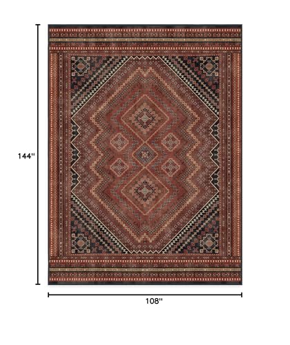 RUGGABLE Kaden Washable Rug - Perfect Vintage Area Rug for Living Room Bedroom Kitchen - Pet & Child Friendly - Stain & Water Resistant - Amber Red 3&