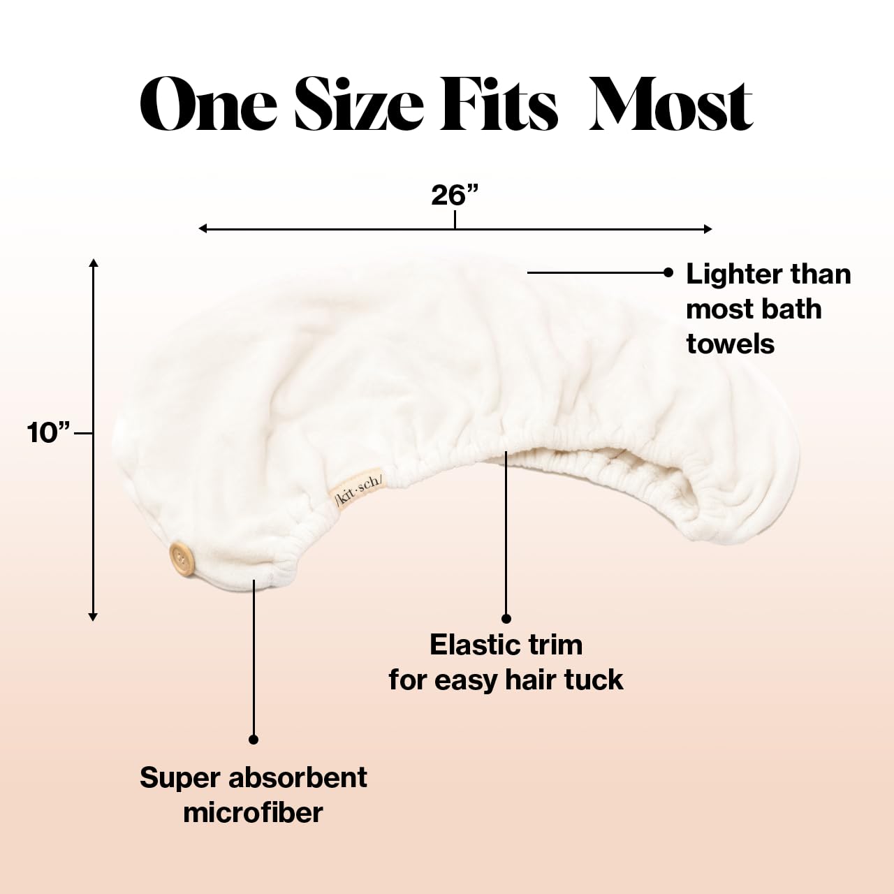 Kitsch Microfiber Hair Towel Wrap - Quick Dry Curly Hair Wraps for Women Wet Hair | Microfiber Towel for Hair | Hair Drying Towel Wrap | Hair Towels for Women | Hair Turban for Wet Hair (Blush)