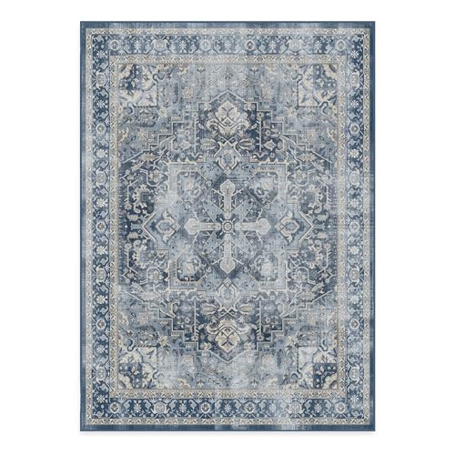 RUGGABLE Kamran Washable Rug - Perfect Vintage Area Rug for Living Room Bedroom Kitchen - Pet & Child Friendly - Stain & Water Resistant - Hazel 5&