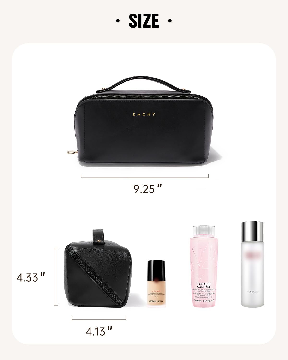 EACHY Travel Makeup Bag,Large Capacity Cosmetic Bags for Women,Waterproof Portable Pouch Open Flat Toiletry Bag Make up Organizer with Divider and Handle